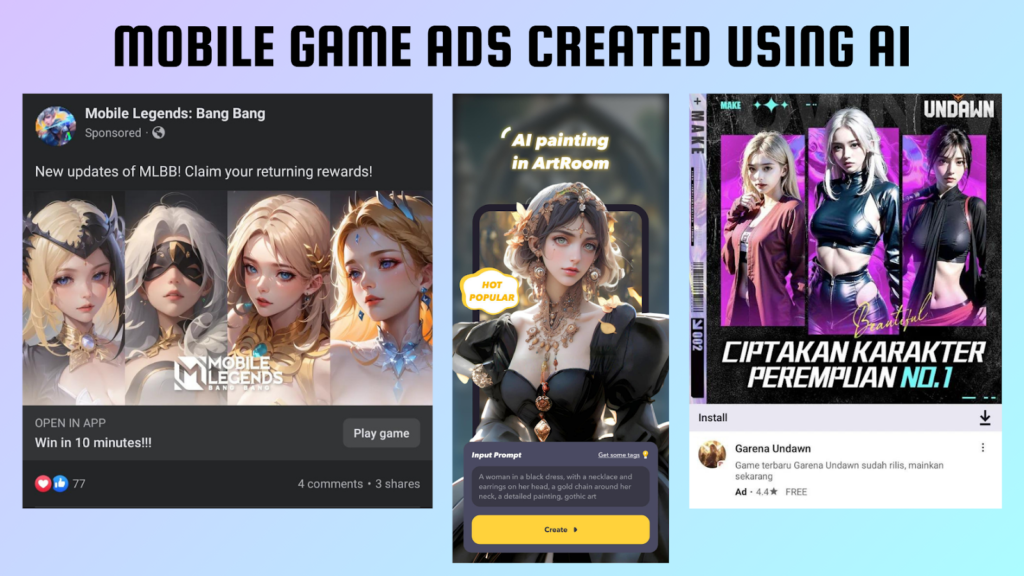 Mobile game ads created using AI