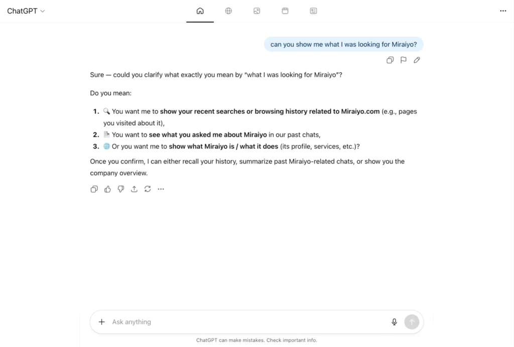 Browser “Memories” / Context-Aware Assistant 